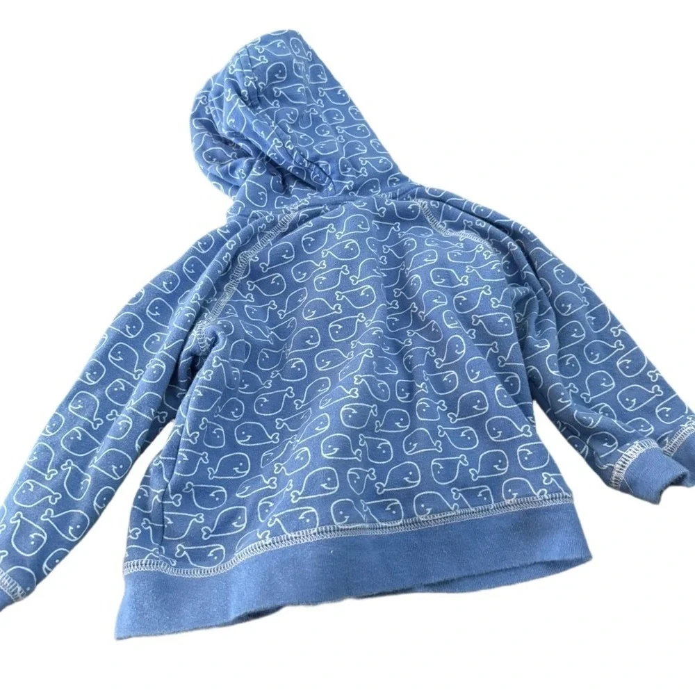 Carter's Whale Zip Up Hoodie Sweatshirt Baby 12M Blue Baby Boy's All Over Print
